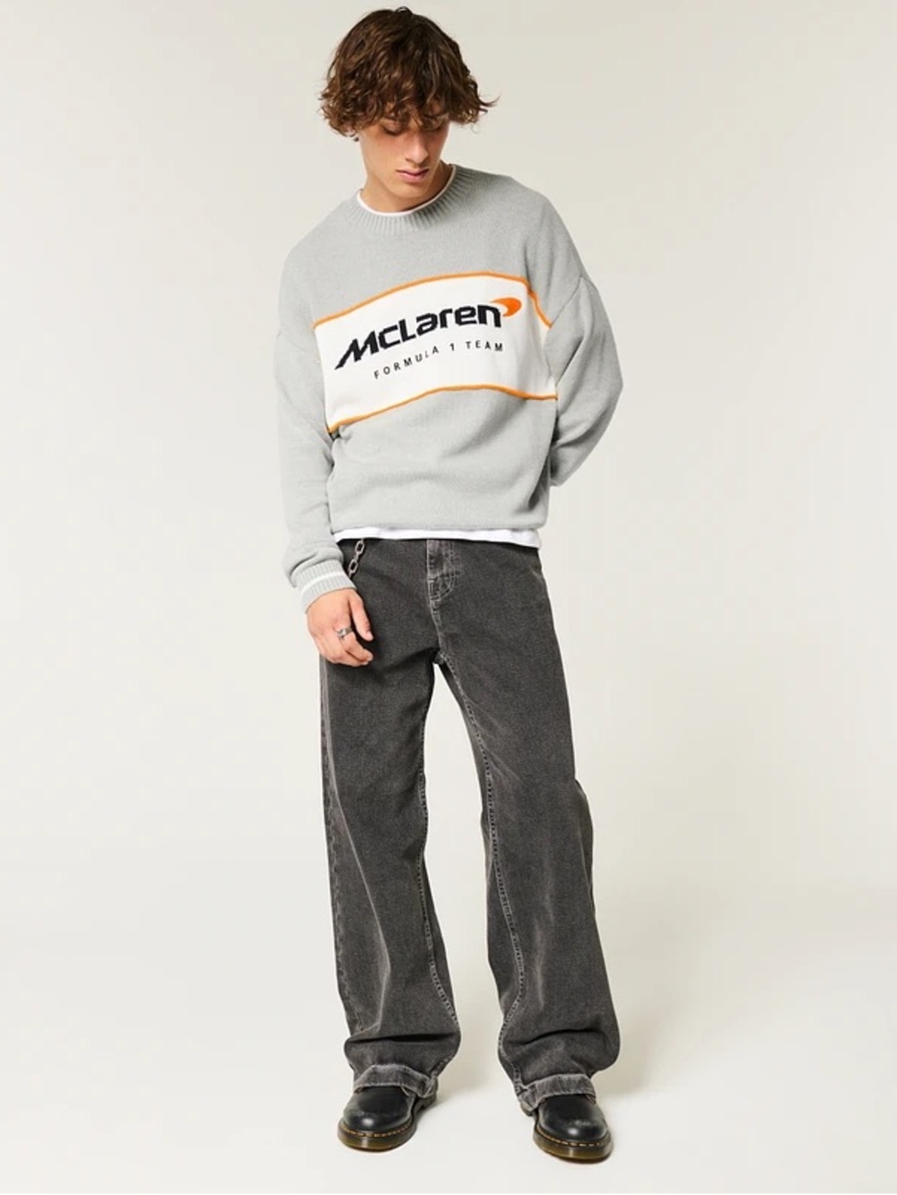 Hollister x McLaren Formula 1 Team Graphic Crew Knit Sweater Size M